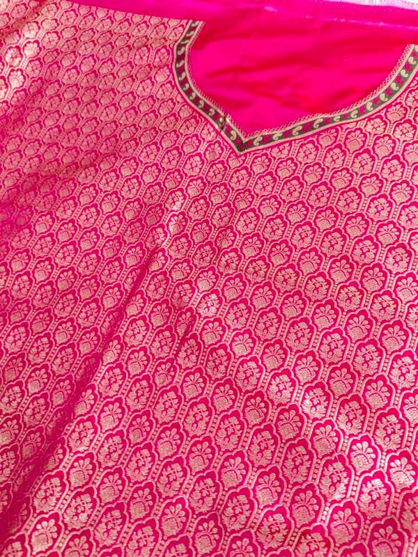 Pure Banarasi Katan Silk Unstitched Lehenga Panels Set with Matching Blouse and Dupatta - Image 7