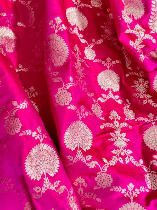 Pure Banarasi Katan Silk Unstitched Lehenga Panels Set with Matching Blouse and Dupatta - Image 11