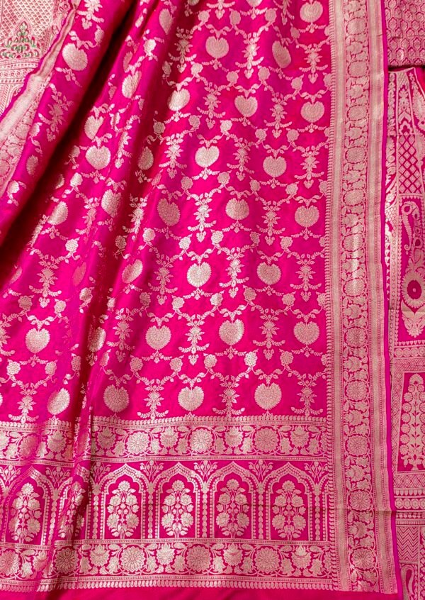 Pure Banarasi Katan Silk Unstitched Lehenga Panels Set with Matching Blouse and Dupatta - Image 10